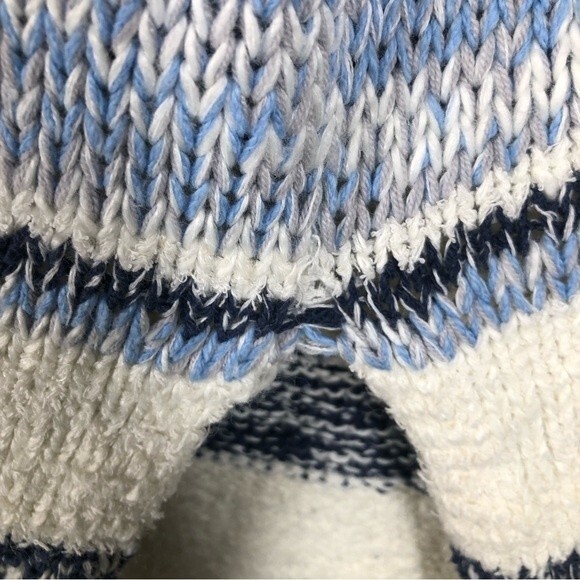 Free People Beach Toe in The Sand Blue Stripe Sweater Dress Cowel Neck Small - Picture 6 of 9